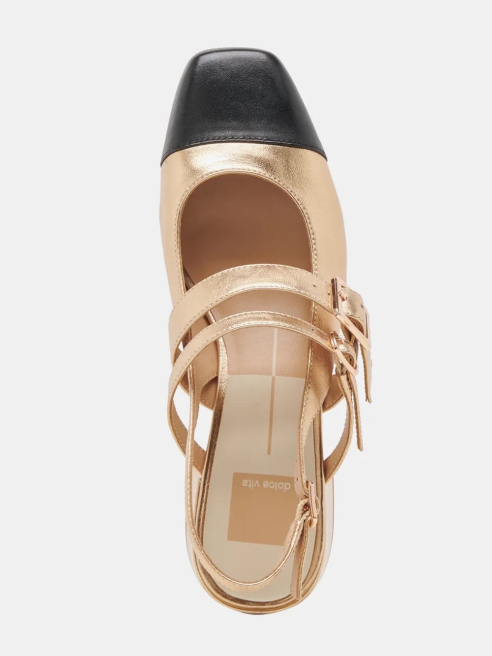 DOLCE VITA Crinkle Patent Leather Patsy Heels multi gold black cap top725 3j7 - Picture 2 of 15